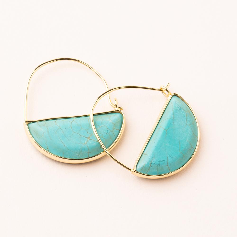 Prism Hoop Earring- Turquoise/Gold Stone of the Sky